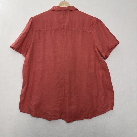 Sundance Button Front LinenTop Womens Large Coral Preppy Quiet Luxury - Picture 5 of 11